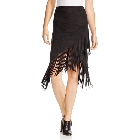 Aqua Dresses & Skirts - AQUA • Faux Suede Fringe Pencil Skirt